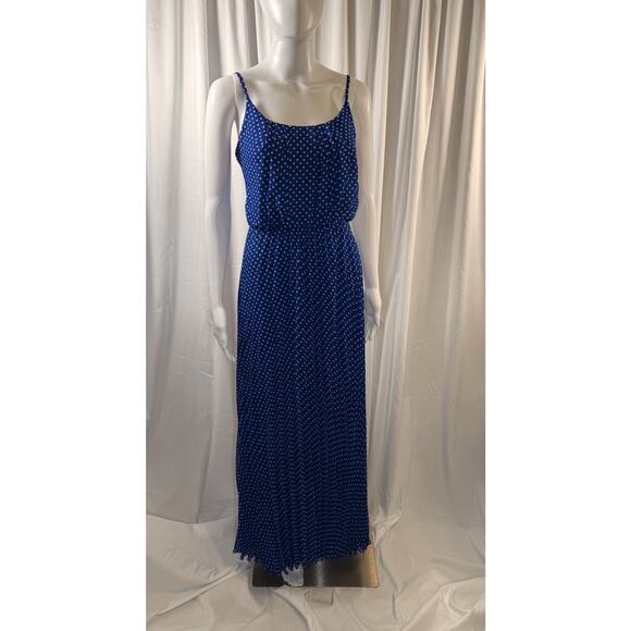 Robbie Bee Vintage Scoop Neck Polka Dot Sleeveless Maxi Dress, Blue, Sz:6, 81-27 - Picture 1 of 12